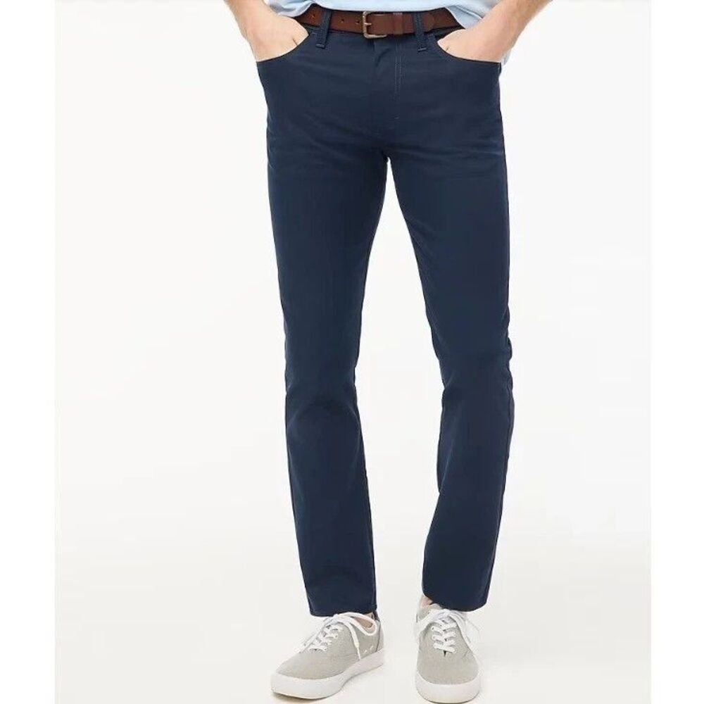 J.CREW FLEX Men's Five Pocket Tech Pant 38x30 Slim Navy Blue Flex NWT B86
